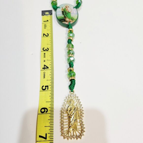 San Judas Tadeo Rosario Necklace crystal beads Rosary Saint Jude 10mm 2 sided - Picture 11 of 12